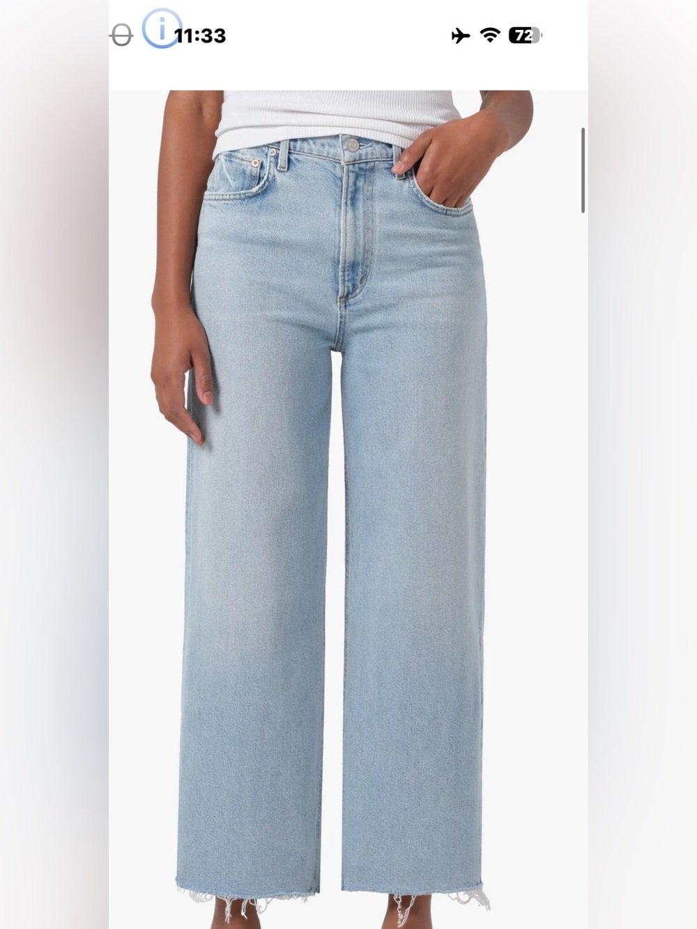 Agolde Light Blue High-Rise Wide Leg Cropped Jeans - Picture 1 of 7